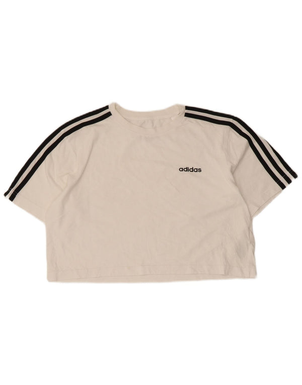ADIDAS Womens Crop Oversized T-Shirt Top UK 4/6 XS White Cotton