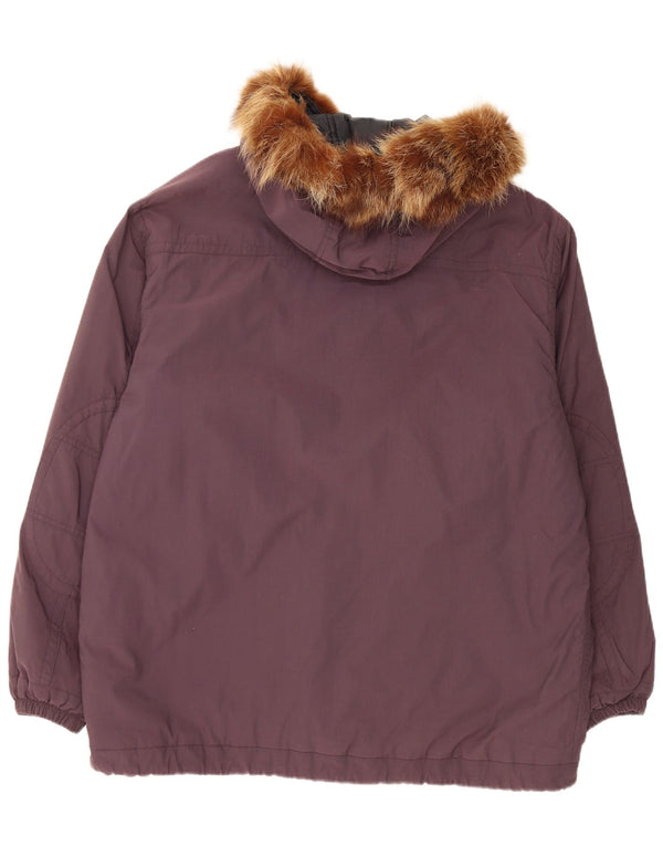 Belfe Mens Hooded Parka Jacket IT 54 2XL Burgundy Nylon
