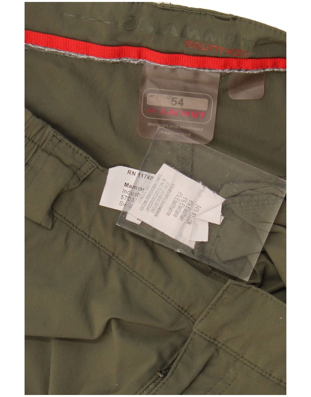 MAMMUT Mens Straight Hiking Trousers IT 54 2XL W36 L32 Khaki Nylon
