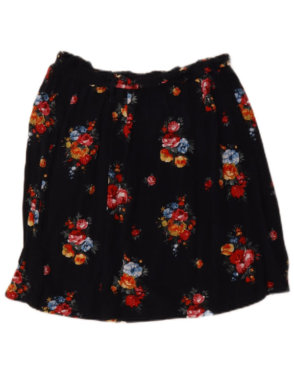 Oasis Womens A-Line Skirt UK 8 Small W26  Navy Blue Floral Viscose