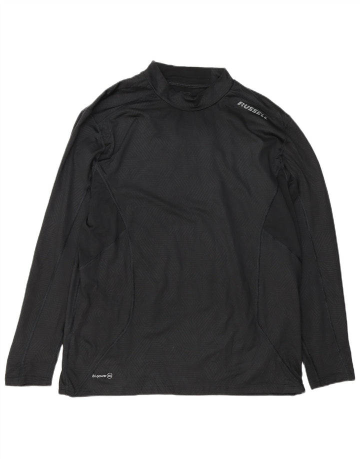 Russell Athletic Mens Dri-Power Graphic Top Long Sleeve XL Black Geometric