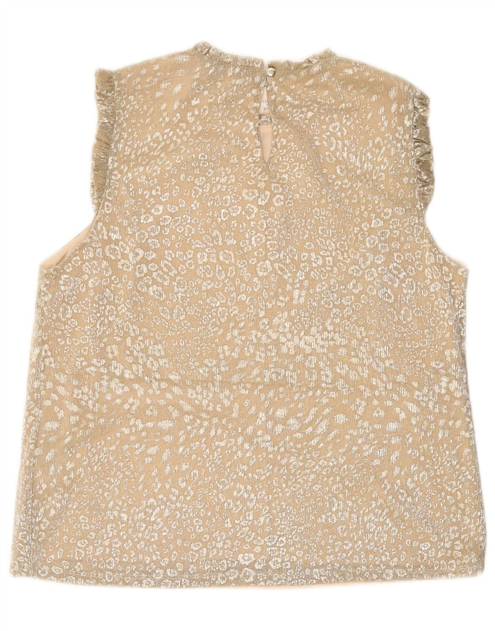 OASIS Womens Sleeveless Blouse Top UK 14 Large Beige Animal Print