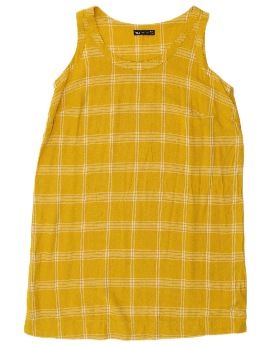MARKS & SPENCER Womens Sleeveless Shift Dress UK 16 Large  Yellow Check
