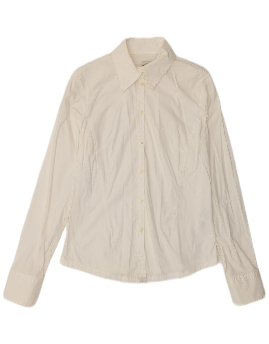 Calvin Klein Womens Shirt UK 12 Medium White Cotton