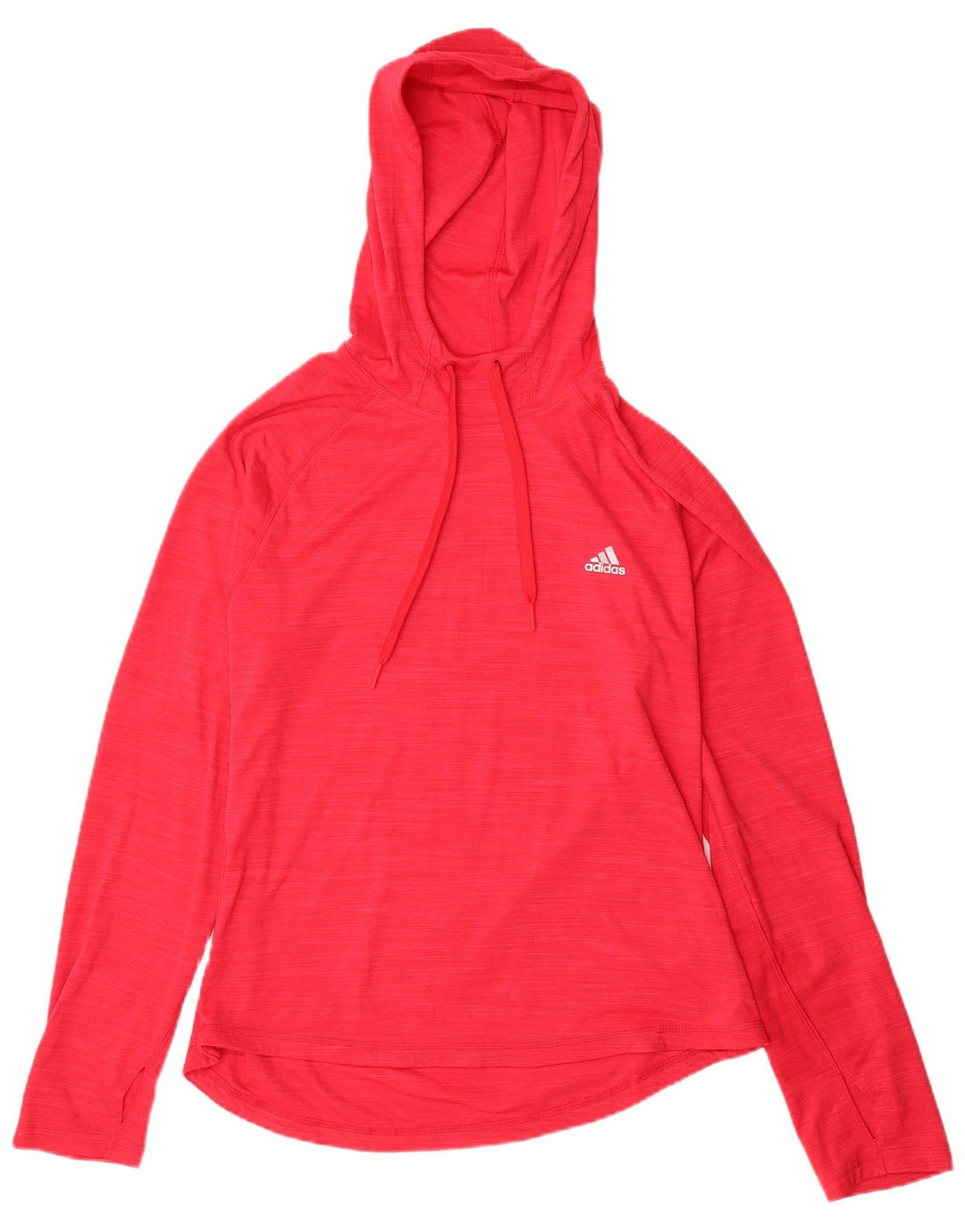 ADIDAS Womens Climalite Hooded Top Long Sleeve UK 16/18 Large Red Flecked