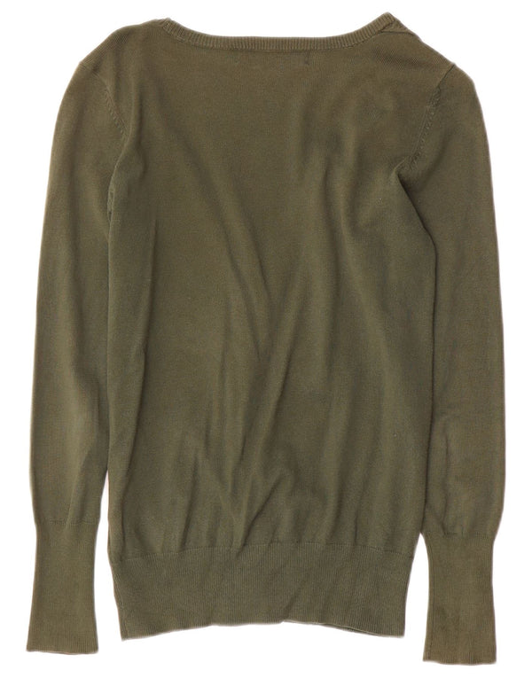 Zara Womens Cardigan Sweater UK 12 Medium Khaki Cotton