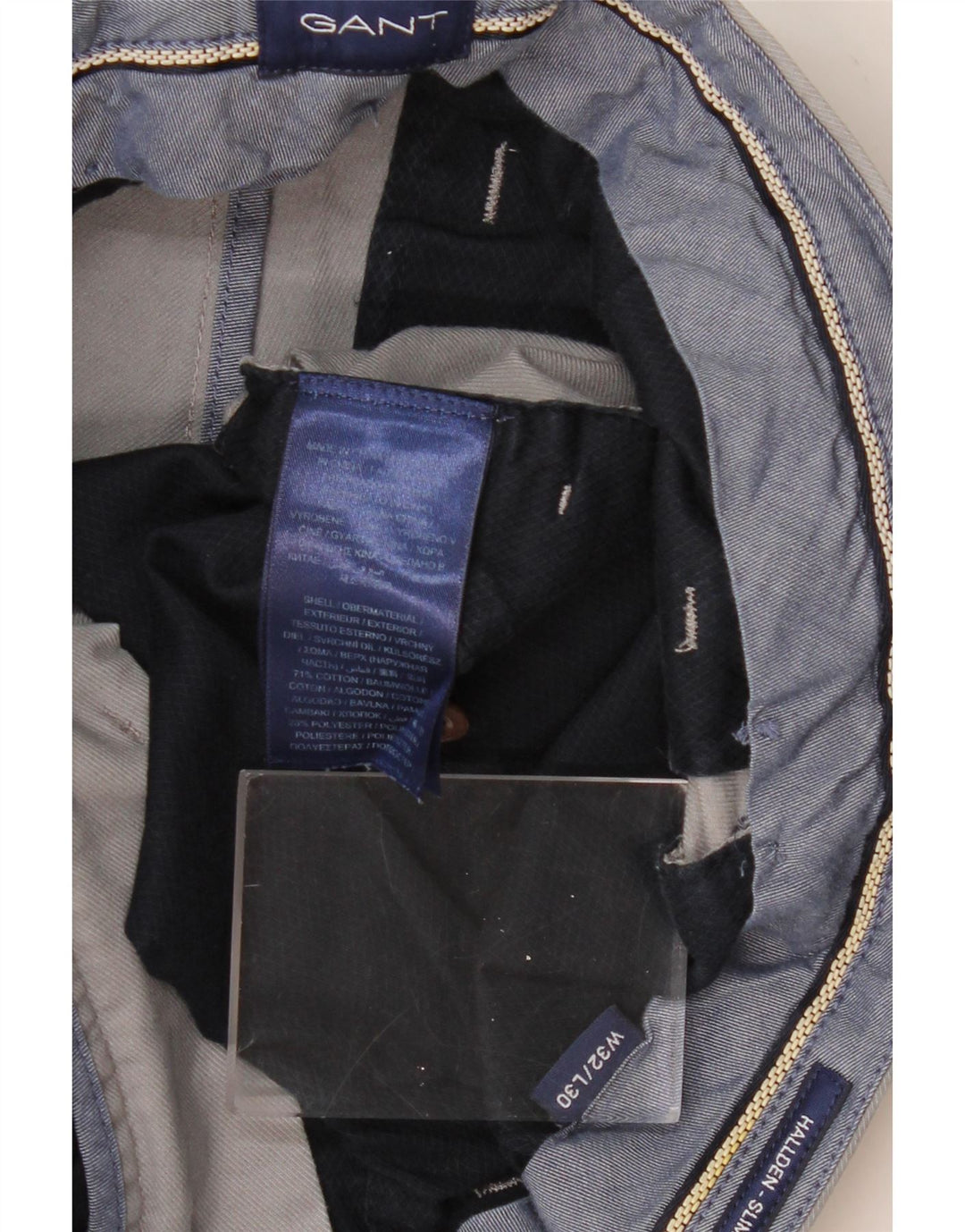 GANT Mens Hallden Slim Chino Trousers W32 L30 Grey Cotton