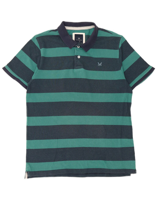 Crew Clothing Mens Polo Shirt XL Navy Blue Striped Cotton