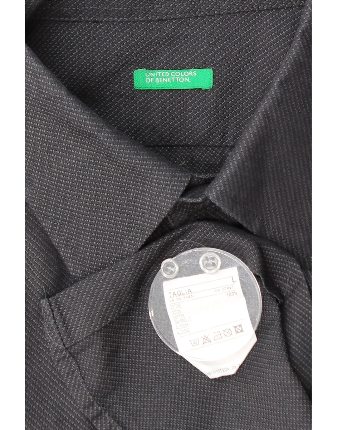 BENETTON Mens Shirt Large Grey Flecked Cotton
