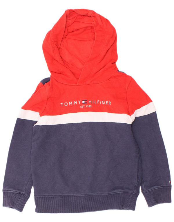 Tommy Hilfiger Boys Graphic Hoodie Jumper 3-4 Years Navy Blue Colourblock