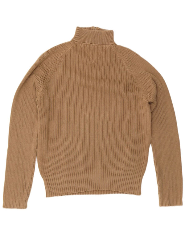 Tommy Hilfiger Mens Zip Neck Jumper Sweater Medium Beige Cotton