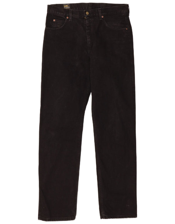 LEE Mens Straight Jeans W34 L34 Black Cotton