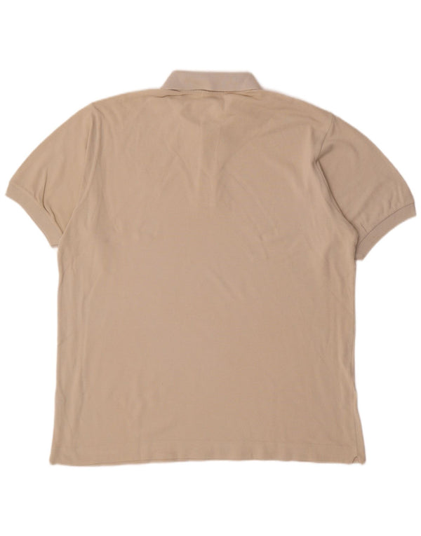 LACOSTE Mens Polo Shirt Size 5 Large Off White Cotton