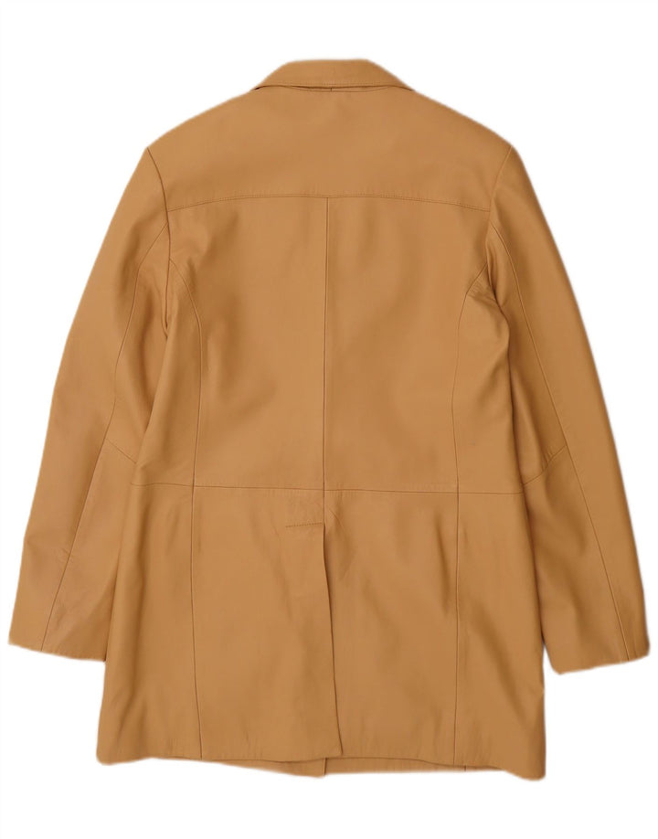 Vintage Womens Leather Coat UK 14 Large Beige Leather