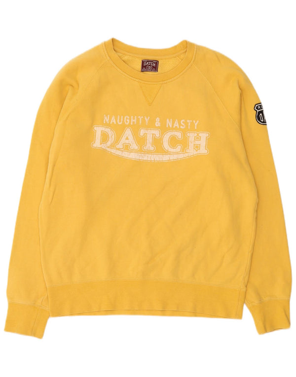 Datch Womens Graphic Sweatshirt Jumper UK 20 2XL Yellow Cotton
