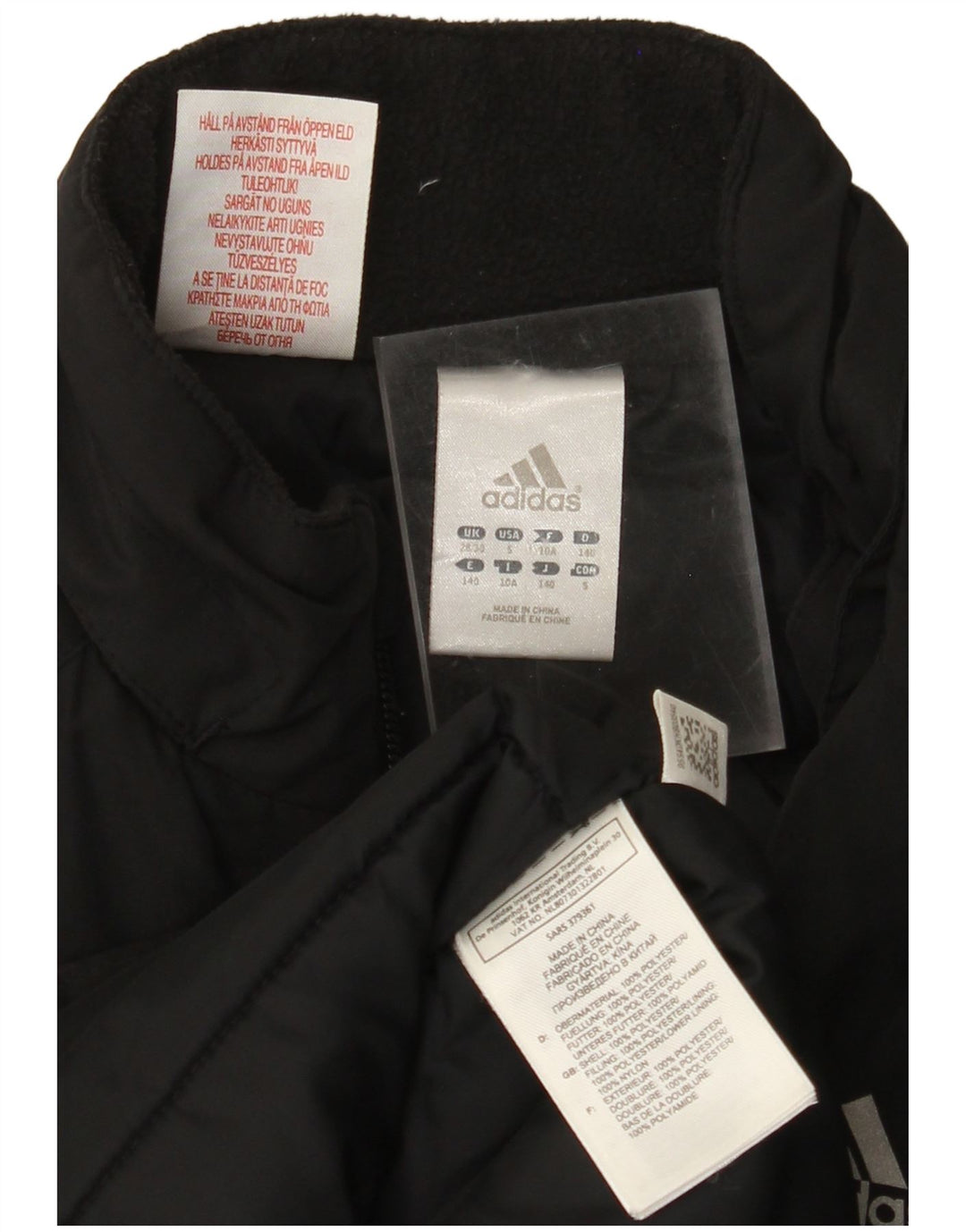 ADIDAS Boys Graphic Windbreaker Jacket 9-10 Years Black Colourblock