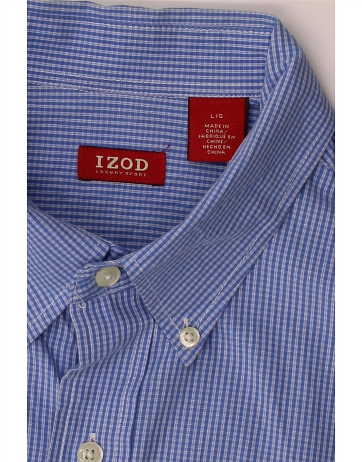 IZOD Mens Shirt Large Blue Check Cotton Vintage Izod and Second-Hand Izod from Messina Hembry 