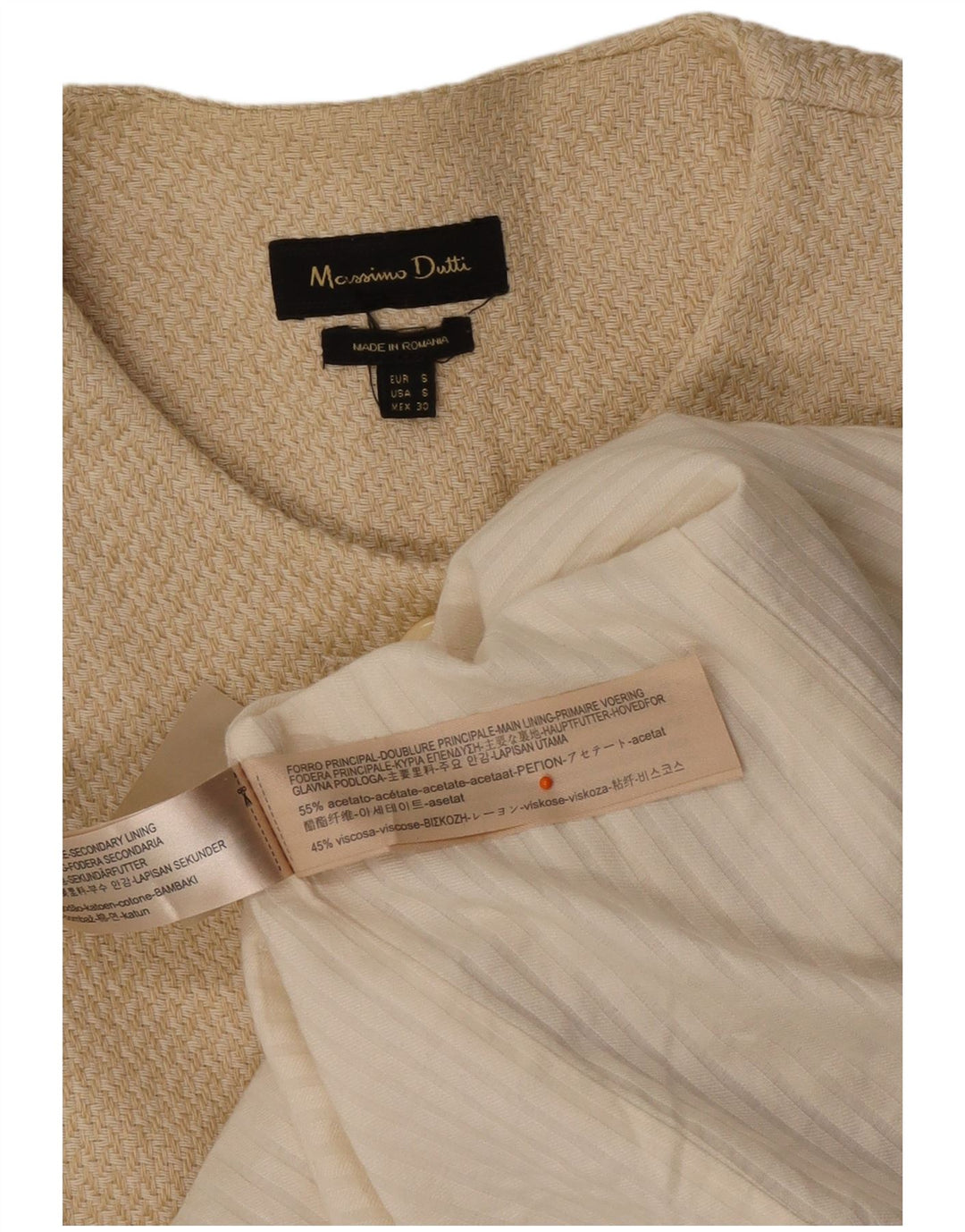 MASSIMO DUTTI Womens Overcoat UK 10 Small Beige Acetate