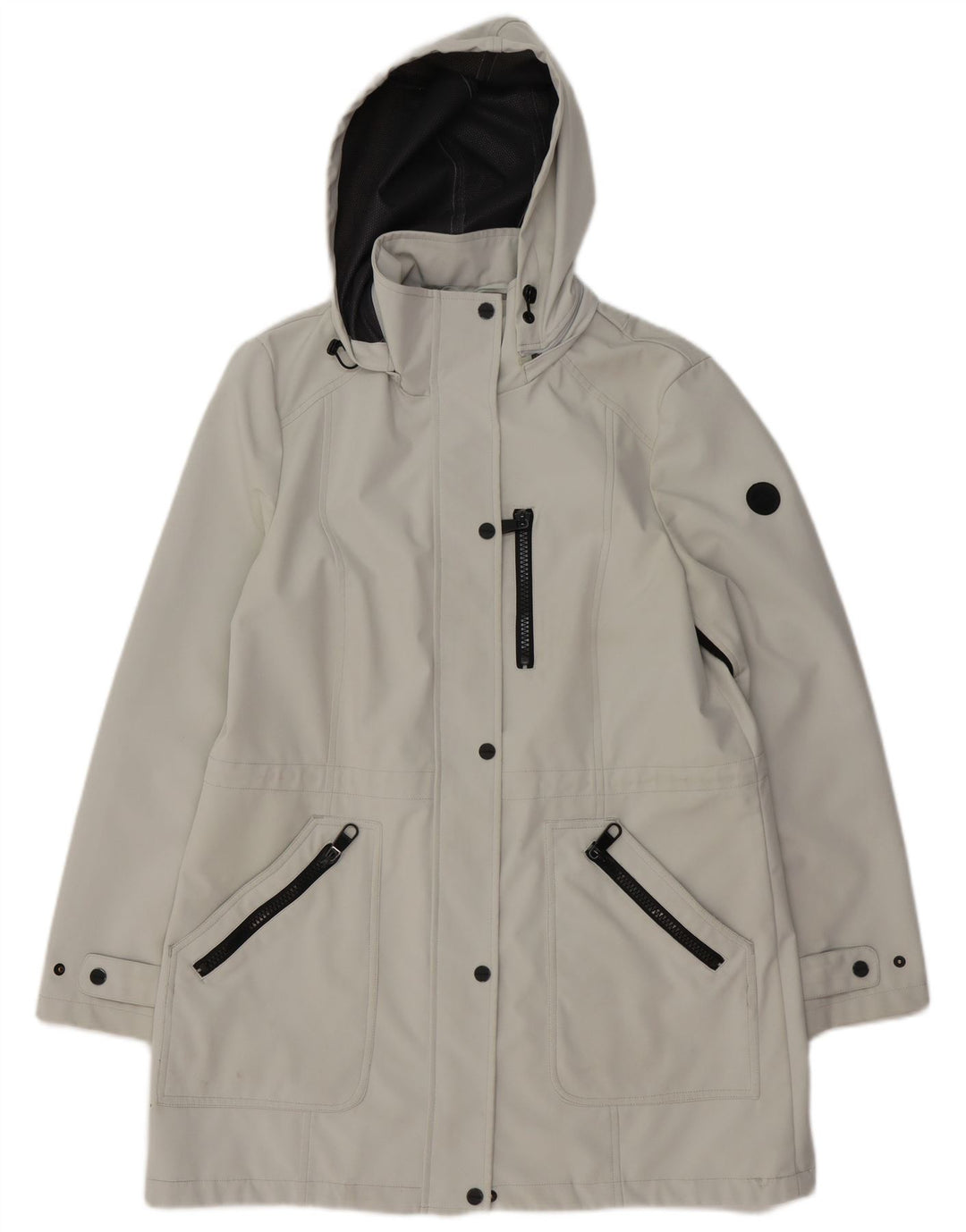 CALVIN KLEIN Womens Hooded Windbreaker Coat UK 16 Large Grey Polyester