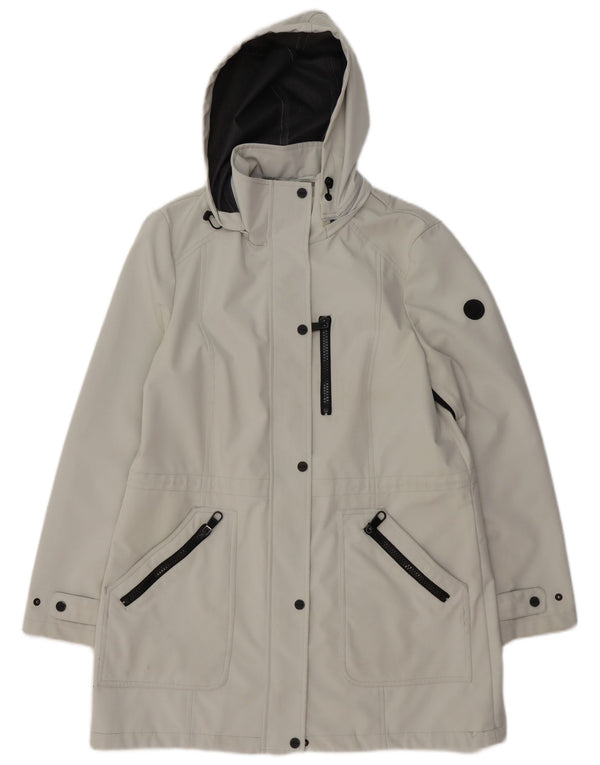 CALVIN KLEIN Womens Hooded Windbreaker Coat UK 16 Large Grey Polyester