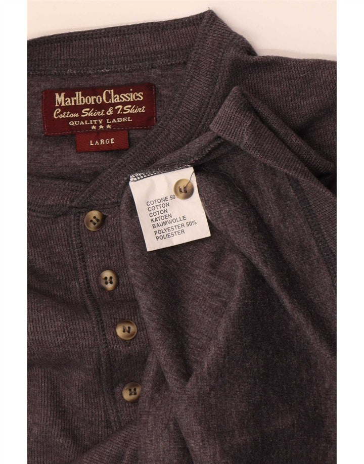 Marlboro Classics Mens Top Long Sleeve Large Grey Cotton