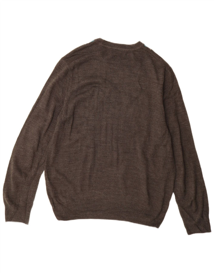 Dockers Mens Crew Neck Jumper Sweater Medium Grey Argyle/Diamond Acrylic