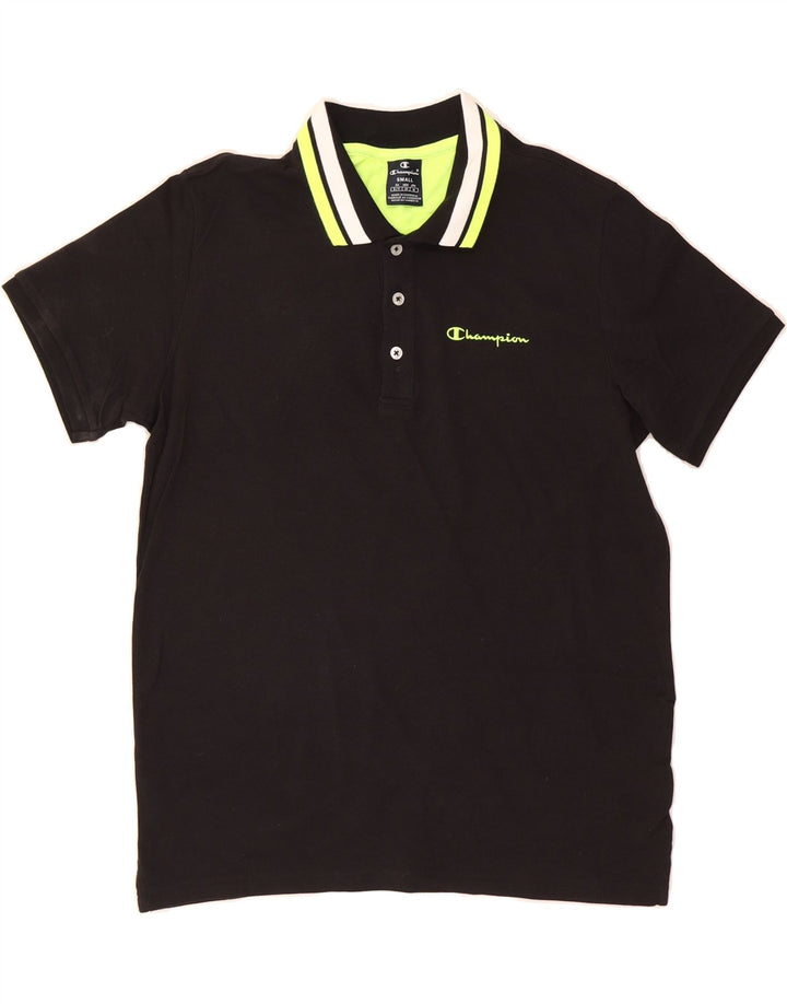 CHAMPION Mens Polo Shirt Small Black Cotton Vintage Champion and Second-Hand Champion from Messina Hembry 