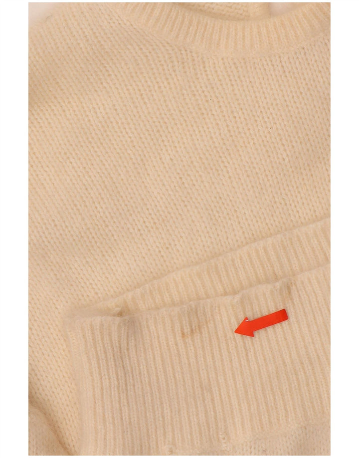 VINTAGE Womens Crew Neck Jumper Sweater UK 14 Medium Off White