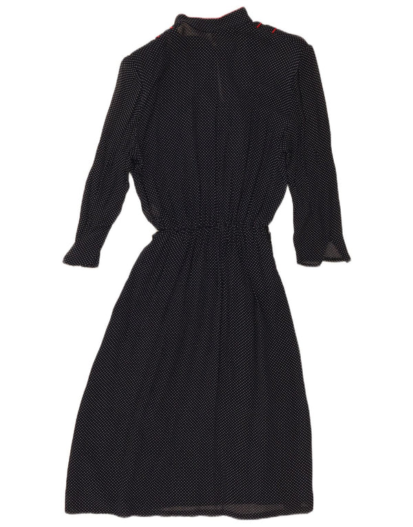 Vintage Womens 3/4 Sleeve A-Line Dress IT 44 Medium Navy Blue Spotted