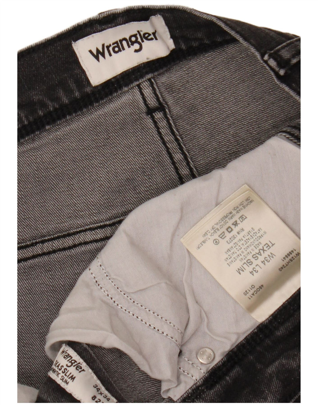 WRANGLER Mens Texas Slim Jeans W34 L34 Black Cotton