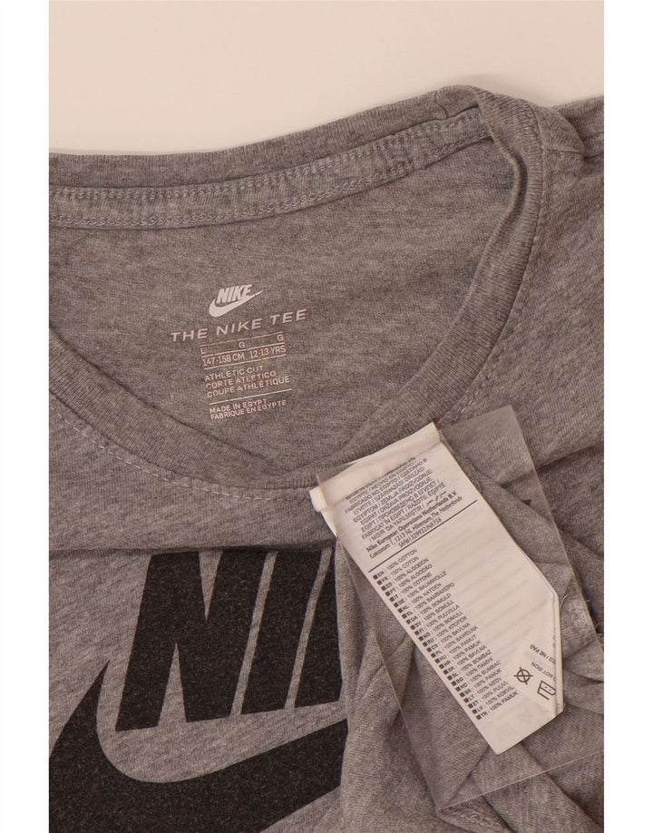 NIKE Boys Athletic Cut Graphic T-Shirt Top 12-13 Years Large Grey Cotton