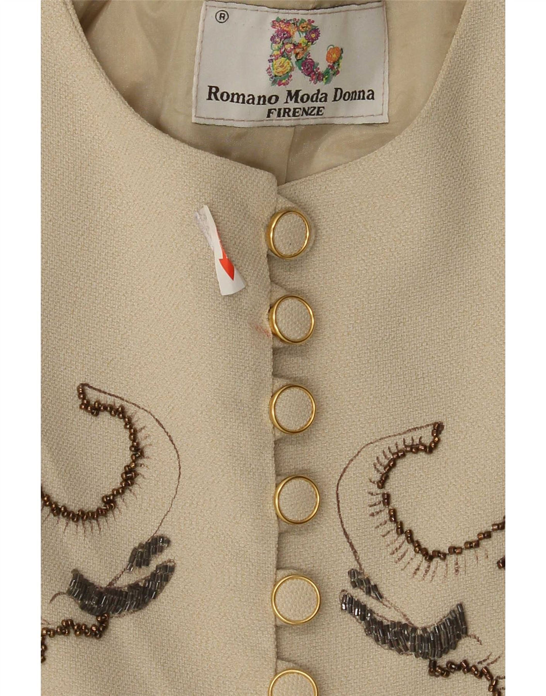 Vintage Womens Graphic Blazer Jacket IT 42 Medium Beige Animal Print