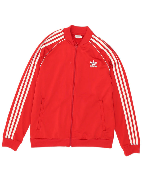 Adidas Girls Tracksuit Top Jacket 13-14 Years Red Polyester