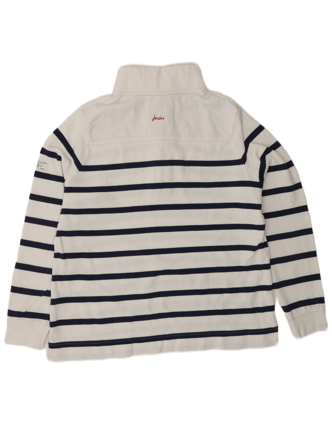 JOULES Womens Button Neck Sweatshirt Jumper UK 16 Large White Striped