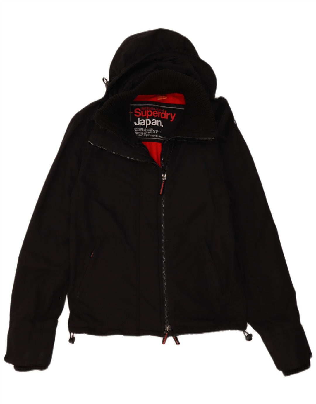 Superdry Mens Hooded Windbreaker Jacket UK 36 Small Black Nylon