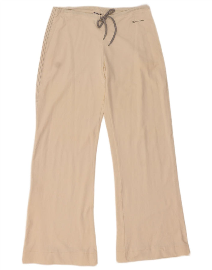 Champion Womens Flare Tracksuit Trousers UK 12 Medium  Off White Polyamide