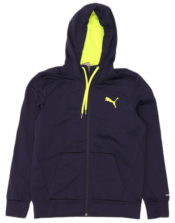 Puma Mens Zip Hoodie Sweater Small Navy Blue Polyester
