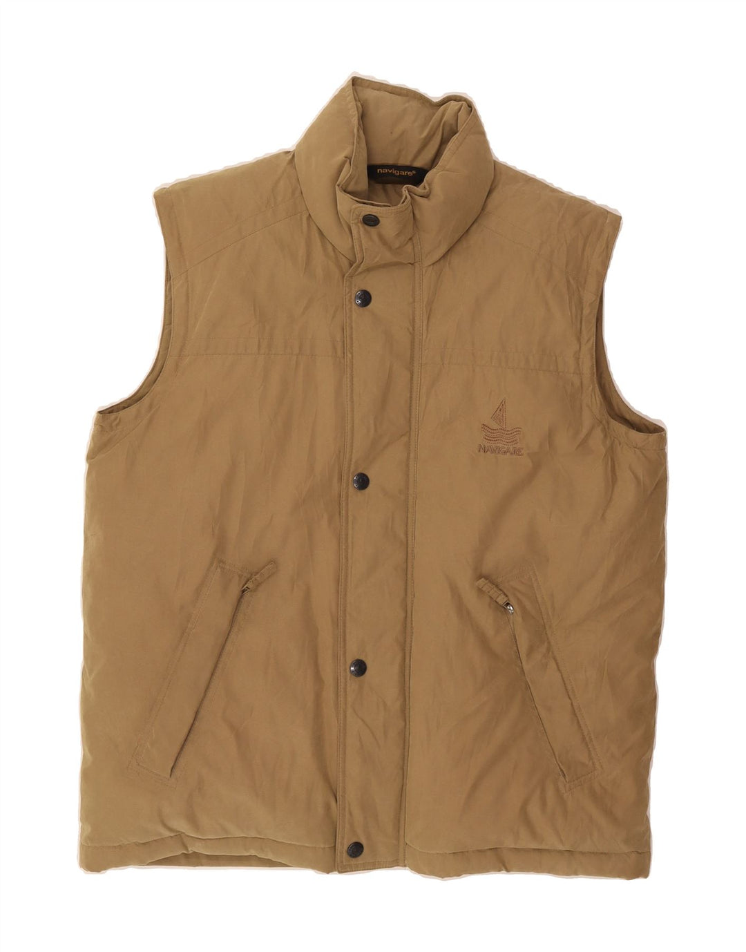NAVIGARE Mens Padded Gilet UK 38 Medium Beige Polyester Vintage Navigare and Second-Hand Navigare from Messina Hembry 