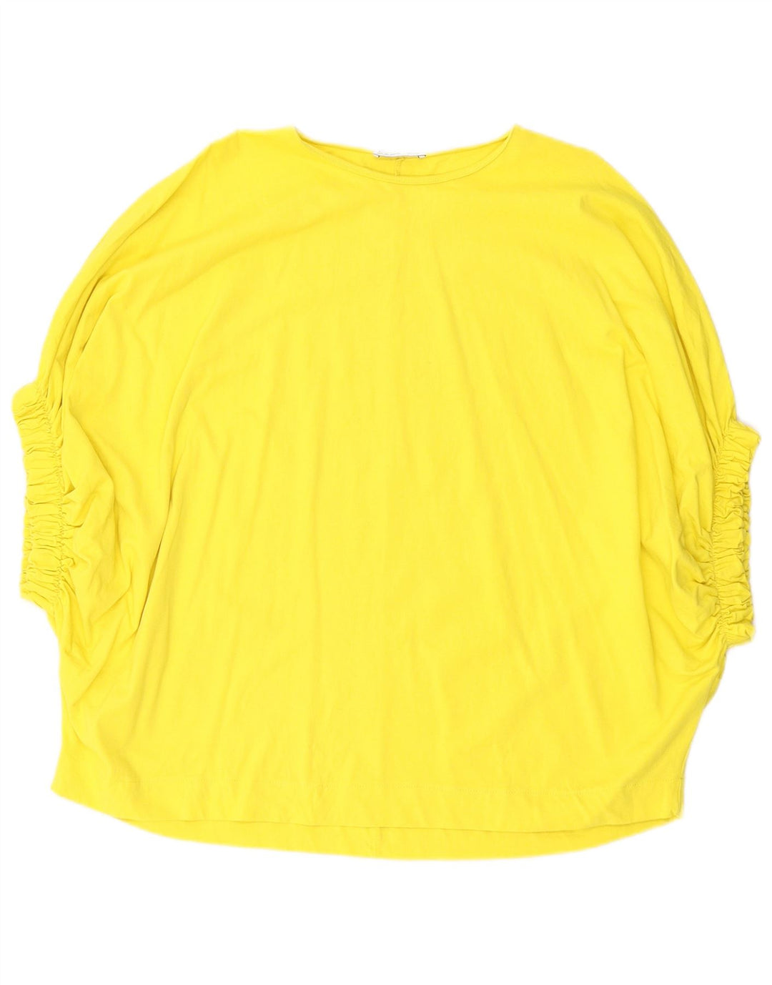 ZARA Womens Oversized Poncho Blouse Top UK 14 Medium Yellow Cotton