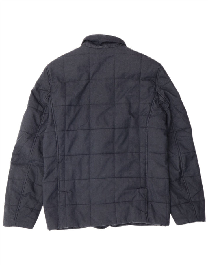 TED BAKER Mens Quilted Jacket Size 2 Small Navy Blue Herringbone Classic