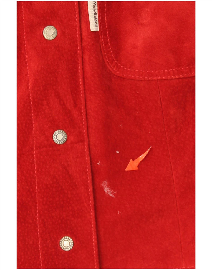 Vintage Womens Suede Gilet UK 14 Large Red Leather