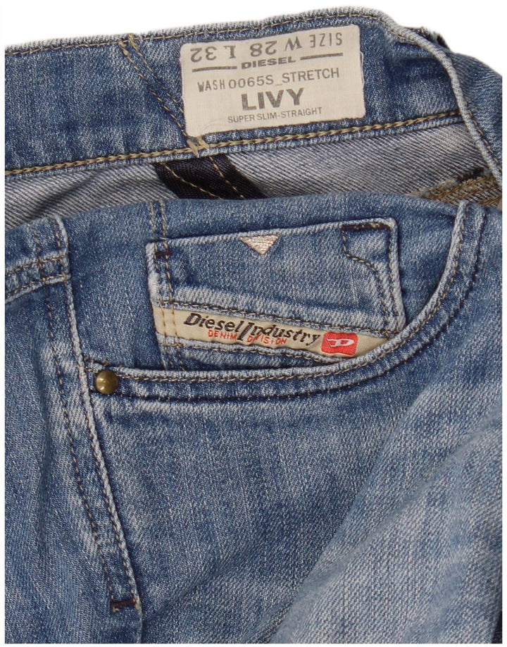 DIESEL Womens Livy Super Slim Straight Jeans W28 L32 Blue Cotton
