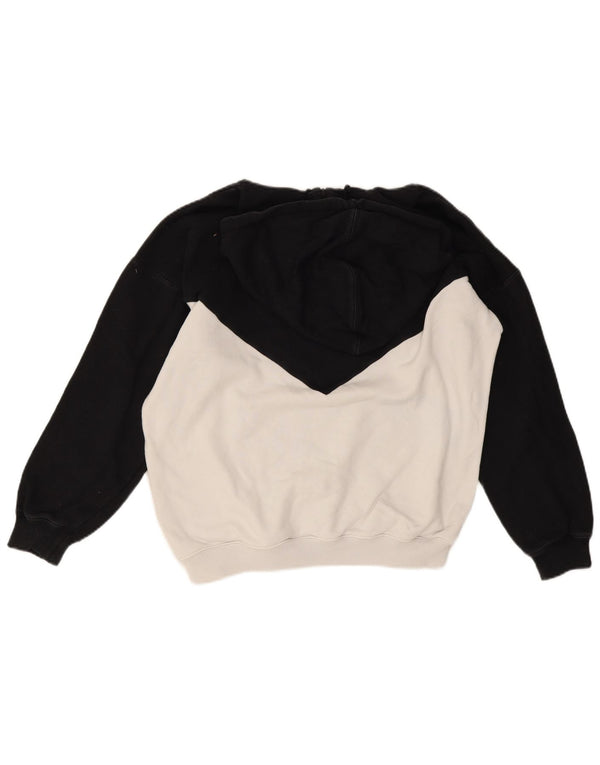 Adidas Womens Graphic Oversized Hoodie Jumper UK 6 XS Black Colourblock