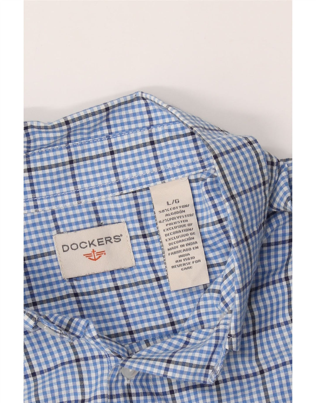 DOCKERS Mens Shirt Large Blue Check Cotton Vintage Dockers and Second-Hand Dockers from Messina Hembry 