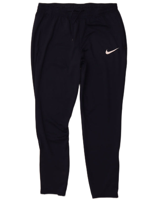 NIKE Mens Dri Fit Slim Fit Tracksuit Trousers Large Navy Blue Polyester