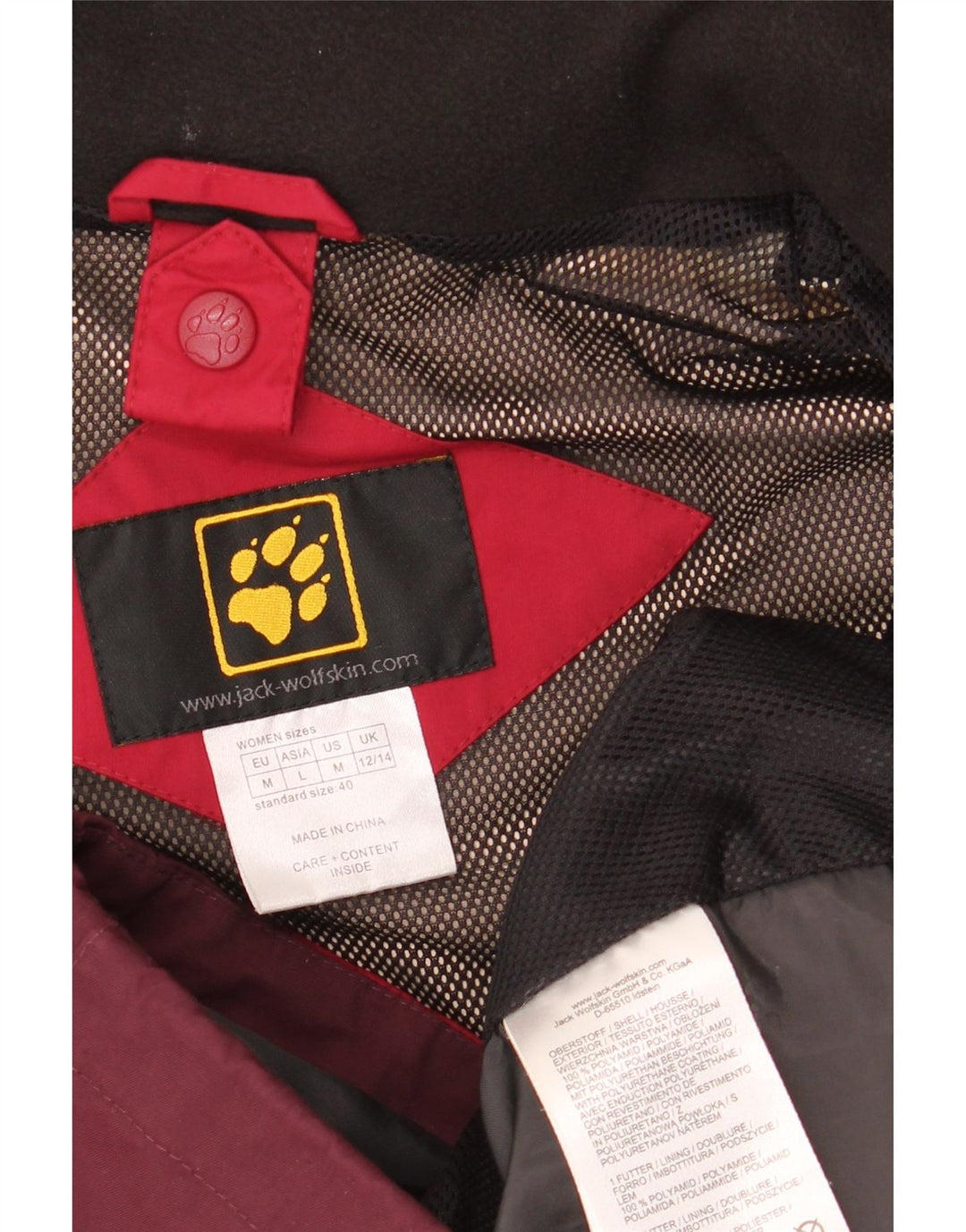 JACK WOLFSKIN Womens Windbreaker Jacket UK 12/14 Medium Red Colourblock
