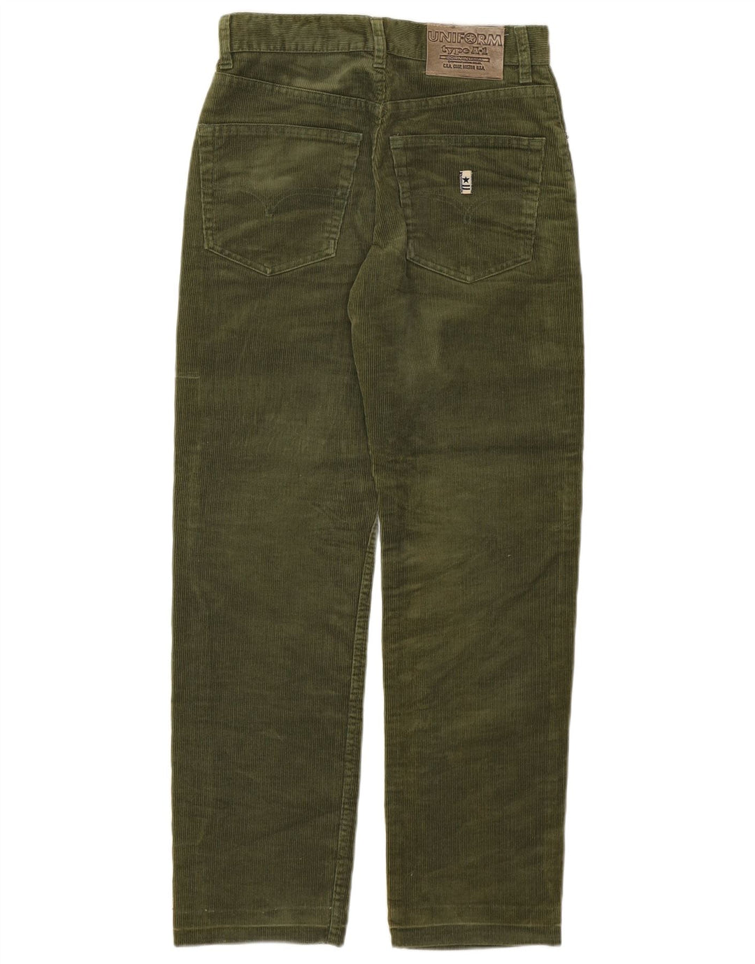 UNIFORM Womens Straight Corduroy Trousers W29 L28 Khaki Cotton