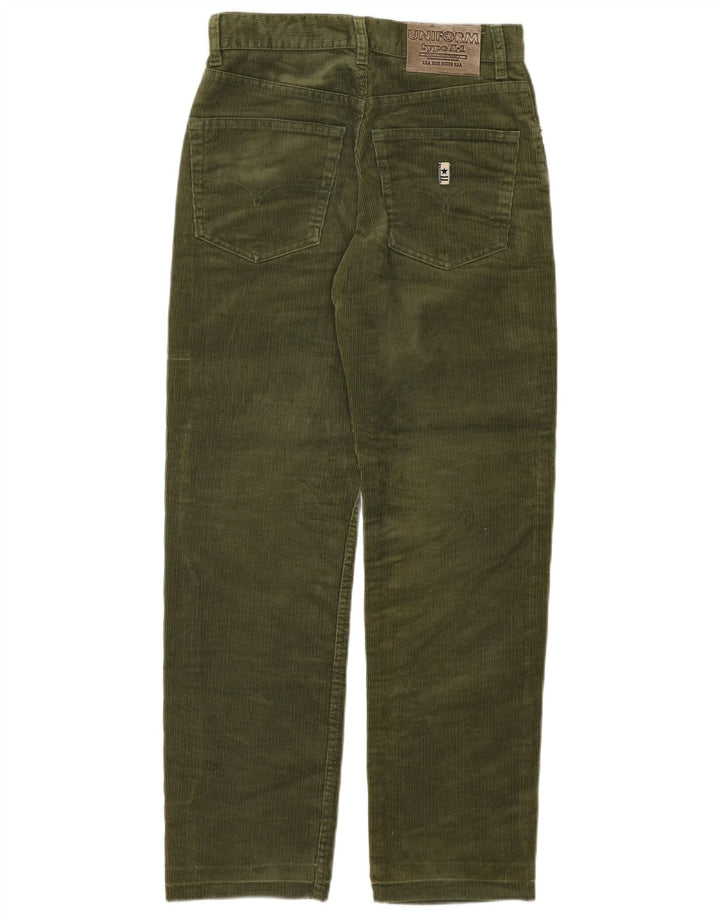 UNIFORM Womens Straight Corduroy Trousers W29 L28 Khaki Cotton