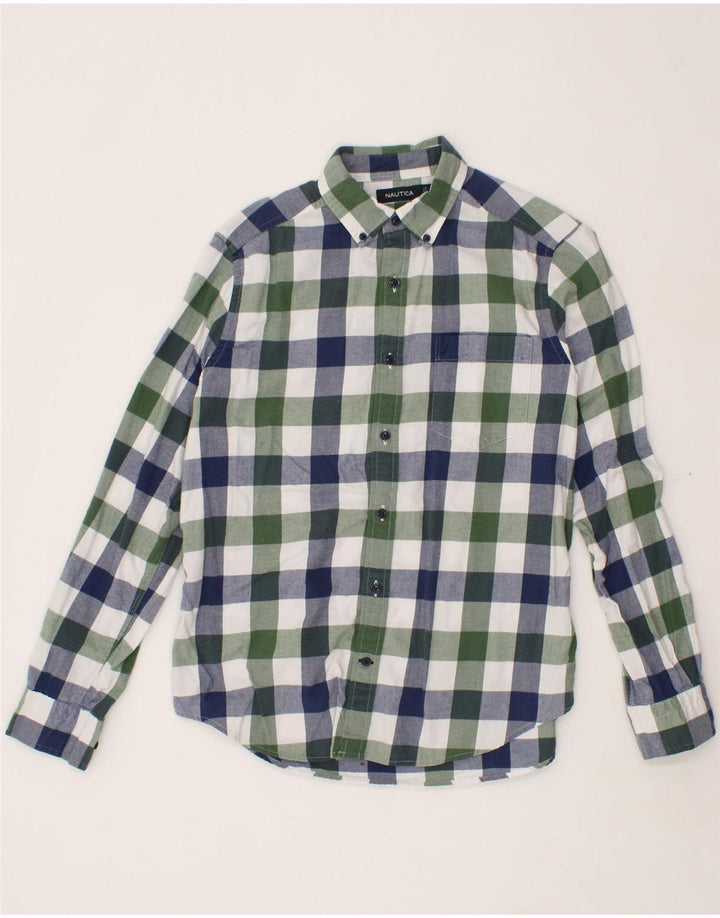 NAUTICA Mens Flannel Shirt Small Green Check Cotton Vintage Nautica and Second-Hand Nautica from Messina Hembry 