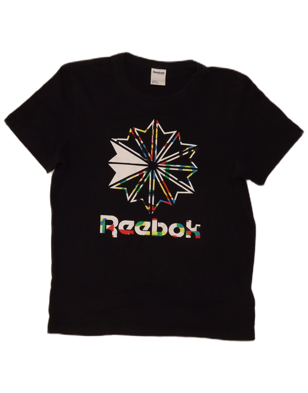 REEBOK Mens Graphic T-Shirt Top Medium Black Cotton